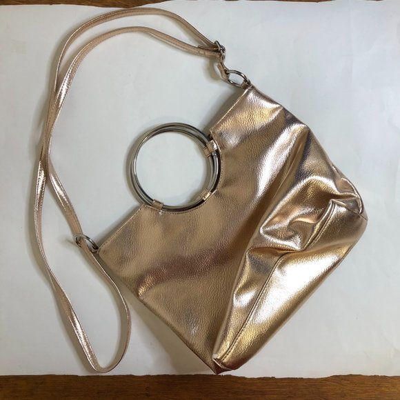 Metallic Gold Handbag / Shoulder Bag w/ Removable Straps - Picture 2 of 4